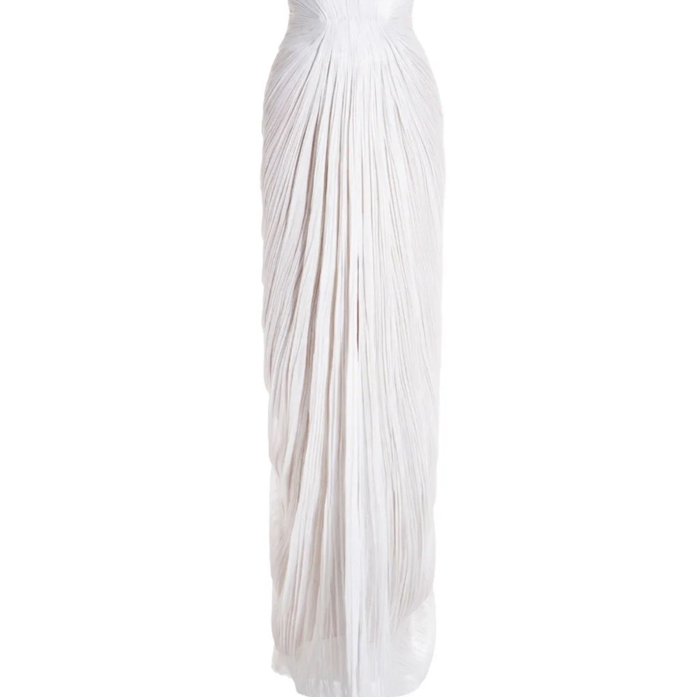 Elegant White Pleated Maxi Dress